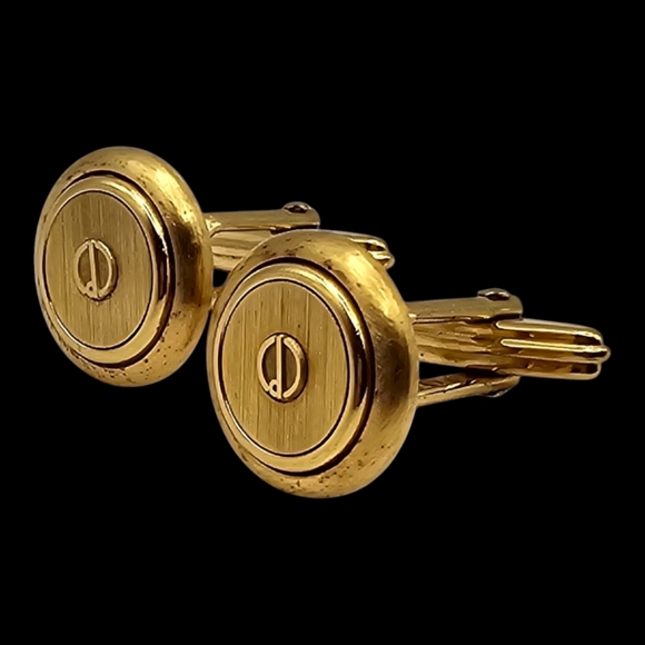 DUNHILL d Logo‎ Goldtone Round Cufflinks 21mm - Picture 1 of 5